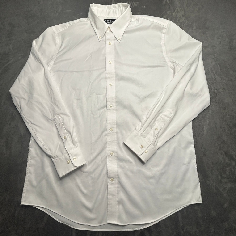 Lauren Ralph Lauren Dress Shirt Mens‎ 17.5 36/37 White Stretch Fabric Tall Fit